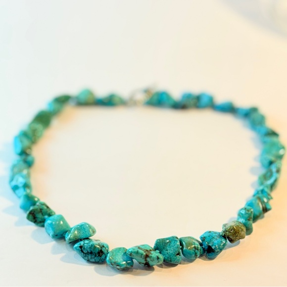 🆕 Faux Chunky Turquoise Nugget Necklace w/ Heart Toggle Clasp – Bold & Beautiful - Picture 14 of 16